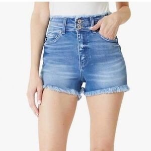 Kancan Women's Sz 30 US High Rise Frayed Hem Stretchy Zipper Casual Jean Shorts
